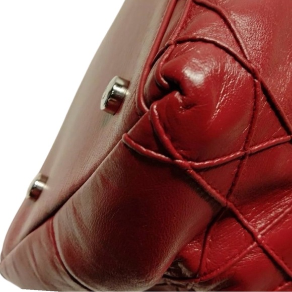 Auth Christian Dior Red Leather Cannage Medium Granville 2way Satchel Purse Bag - Picture 8 of 11